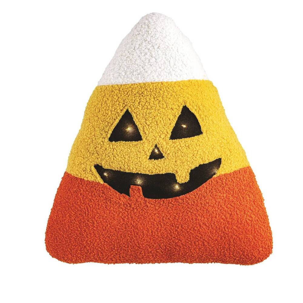 NEW MUDPIE candy corn led halloween throw pillow in orange